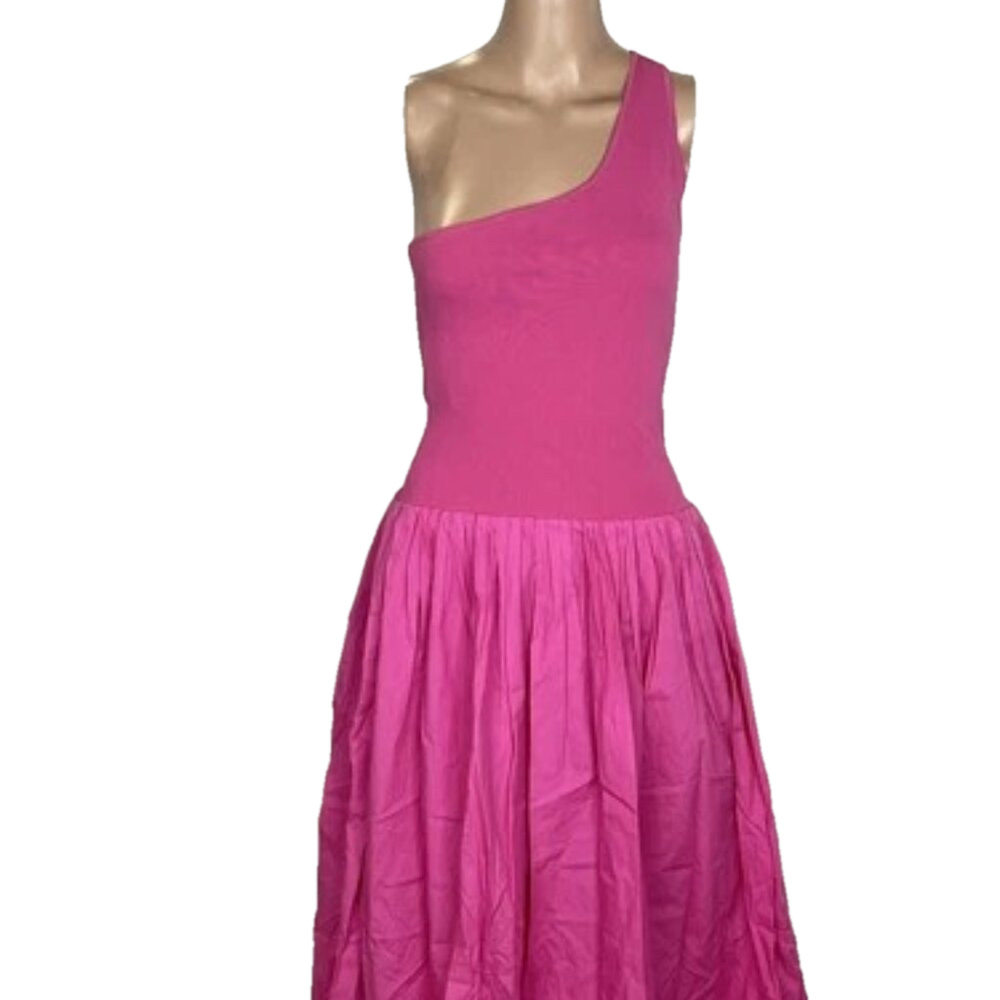 NEW DEREK LAM  Women's Dress One Shoulder Midi Size M Pink